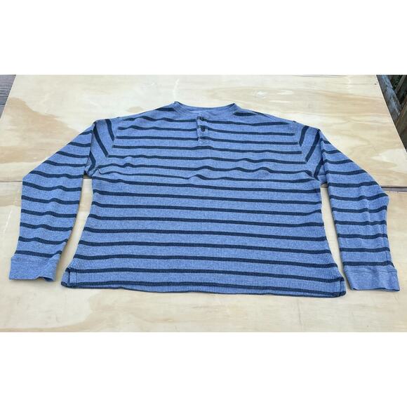 ST JOHN'S Bay Quarter Button Striped Knitted Sweater‎ Men's Blue Size L - Picture 1 of 5